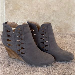 Gray Wedge Booties